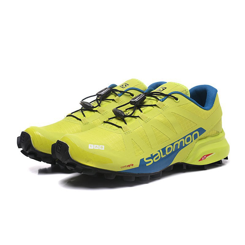 fluorescent yellow running shoes