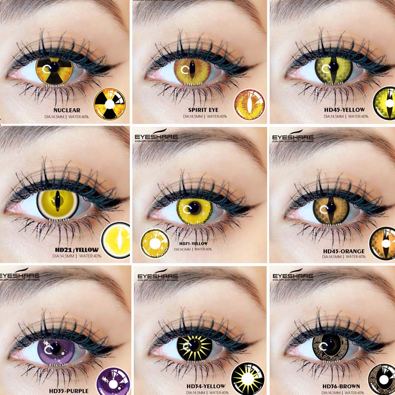 2 Pcs Anime Contact Lenses Yellow Lens Demon Slayer Halooween Contact