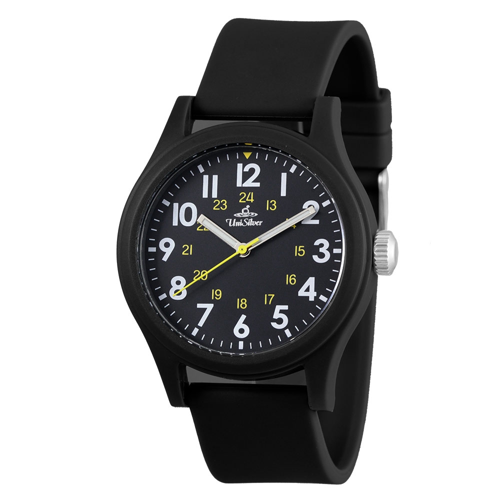 UniSilver TIME Men's Black Analog Rubber Watch KW37491007 Shopee