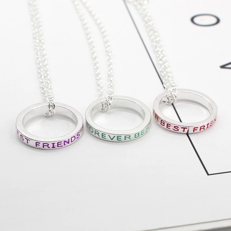 3 Piece Best Friends Forever Necklace Women Colorful Circles BFF