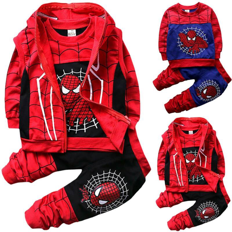 Kids Boy Costume Spider-Man Zipper Up Hoodie Sweatshirt Jacket Coat Outwear 1-8Y 