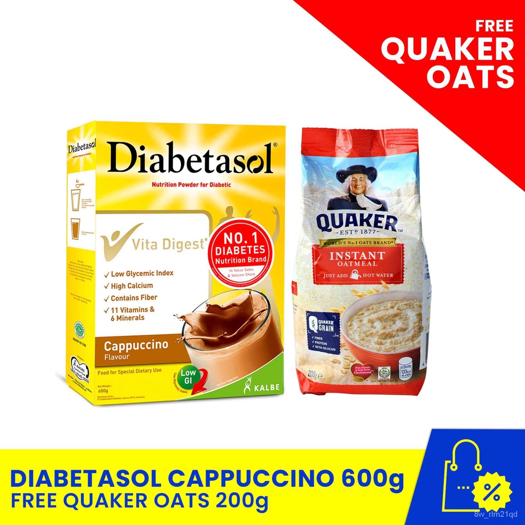 DIABETASOL Cappuccino 600g with FREE Quaker Oats 200g, diabetes