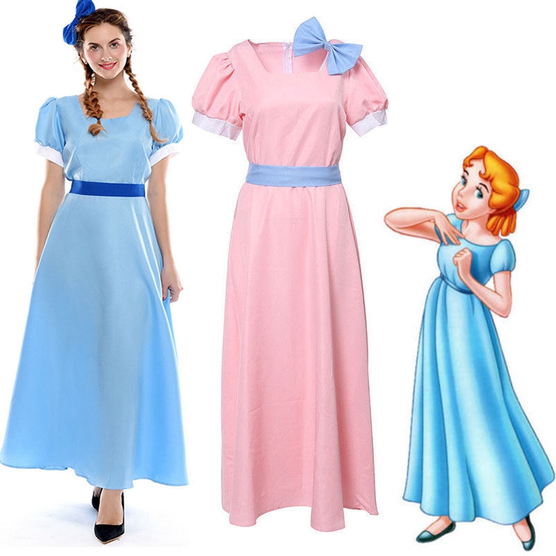 Peter Pan Wendy Costume Cosplay Dress Blue Night Gowns Party Long Lolita Dr...