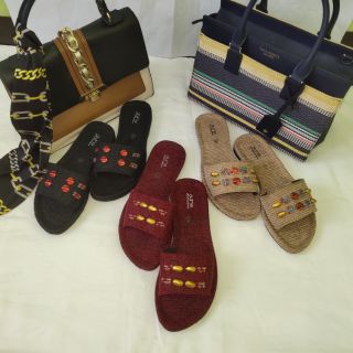 native flat slip on with leather straps