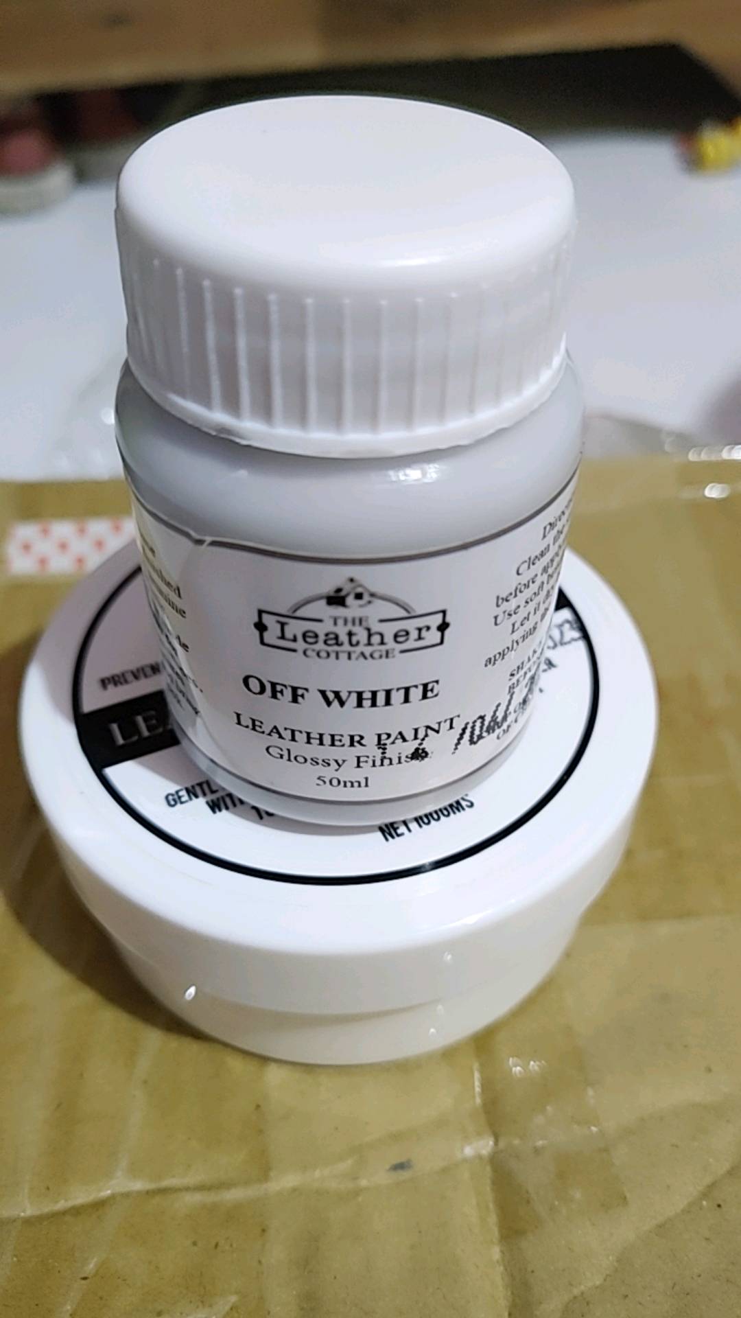 off white leather paint