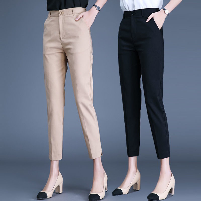 Plus Size S-4XL Long Suit Baggy Pants for Women High Waist Formal ...