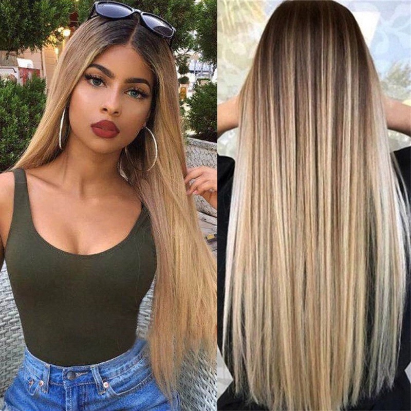 Ombre Straight Blonde Wigs | Shopee 