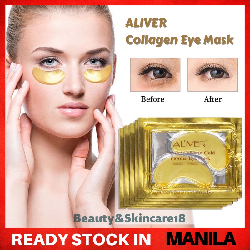 ALIVER 24K Gold Collagen Eye Mask AntiAging Dark Circles Removal Skin