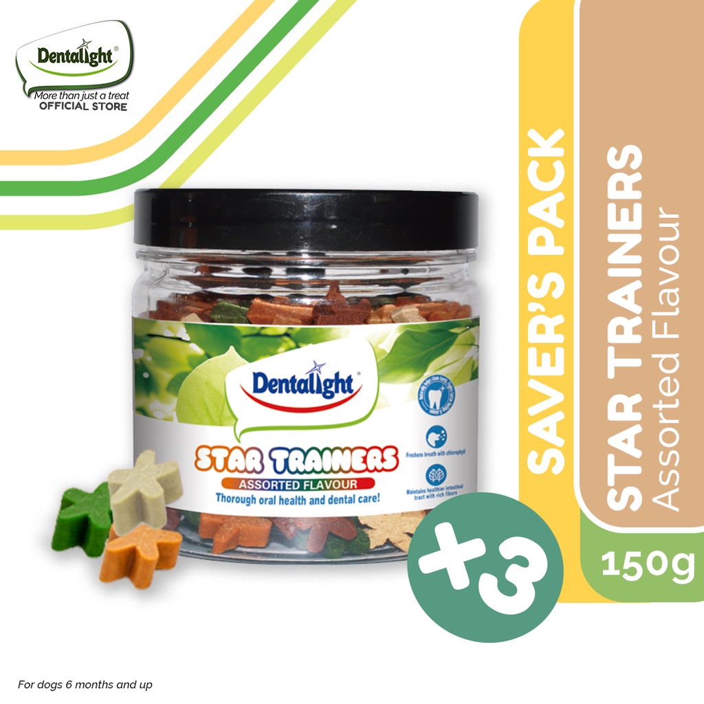 SAVER'S PACK x3 Dentalight Star Trainers 150g Jars Assorted Flavor Dog