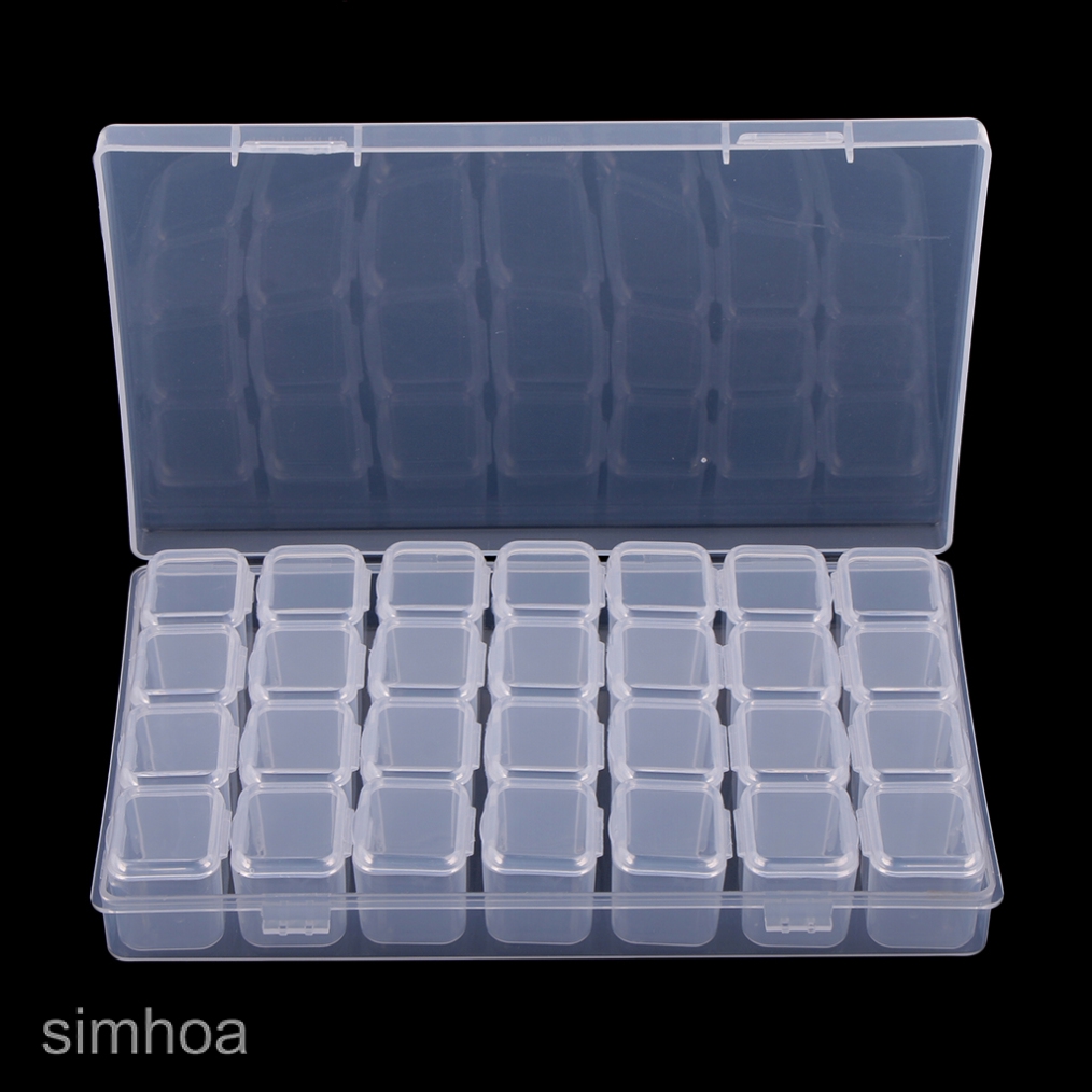 28 Slots Plastic Storage Box Jewelry Beads Craft Container Home Organizer Case
