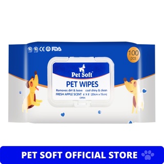 Pet Soft All Natural Hypoallergenic Pet Wipes 100pcs Per Pack for Dogs and Cats