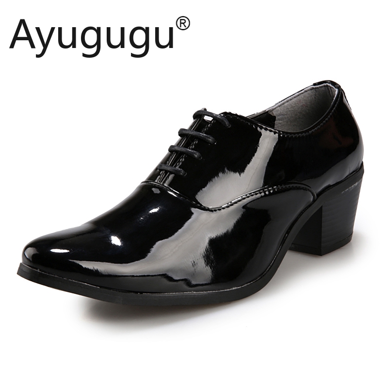 Men Increase High Heel Formal Shoes Lace-Ups Leather Shoes White/ Black  Dress Shoes | Shopee Philippines