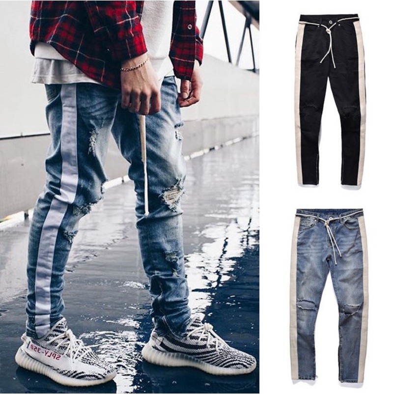 mens jeans with side elastic waist