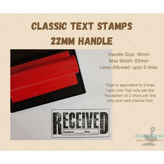Betchay Stamp Big Classic Text Stamp in 22mm Rubber Handle. Text/Sign upto 7 lines #1