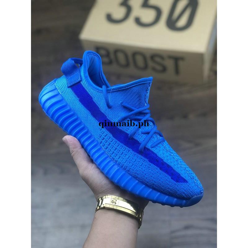 blue static yeezys