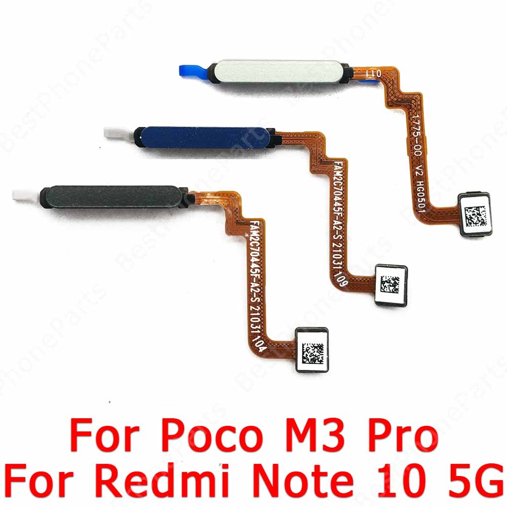 Original Fingerprint Sensor For Xiaomi Redmi Note 10 5g Poco M3 Pro Home Button Ribbon Flex