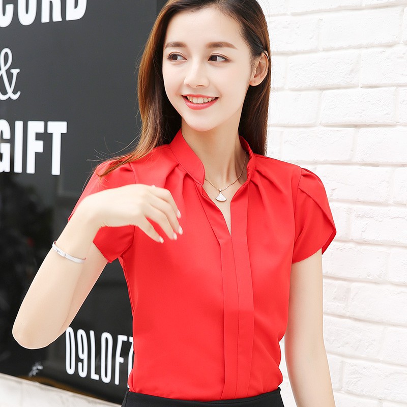 red formal blouse