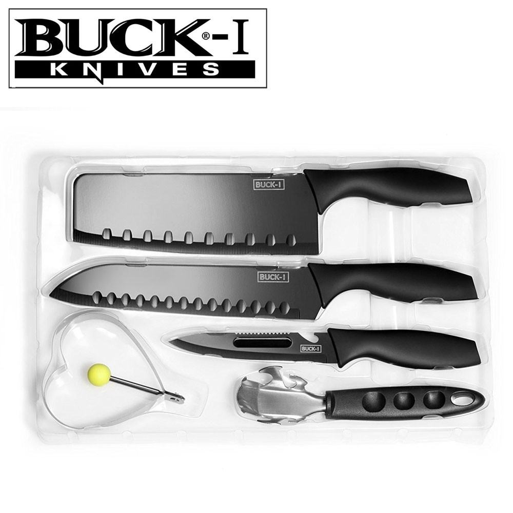BUCK I High Quality Stainless Steel Multi Function Kitchen Knife Sets 5 Piece Kitchen Tools Black Shopee Philippines