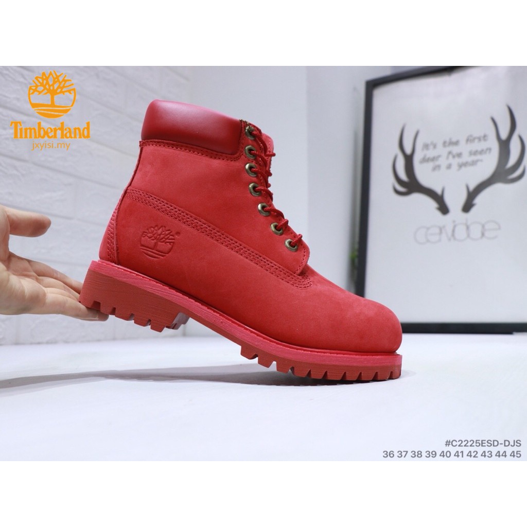 red timberland boots with fur