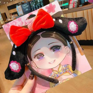 Bobora New Year's Chinese Style Flower Tassel Lattice Hair Ornament Children's Hair Hoop Tang Suit Headband #9