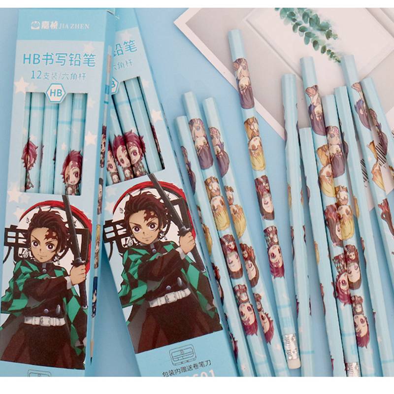 12 Pcs Anime Demon Slayer Kimetsu No Yaiba Kamado Tanjirou Nezuko Hb Standard Wooden Pencil Sketch Drawing Pencils Kids Boy Girl Stationery Gift Shopee Philippines