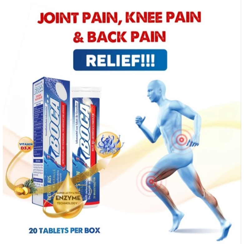 BOCA EFFERVESCENT TABLETS ( REMOVE JOINT PAINT, KNEE PAIN AND BACK PAIN, BODY ACHES ) Shopee