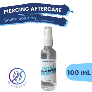 SALINE SOLUTION PIERCING AFTERCARE | 100ML | PIERCEDBYGEN | FOR CLEANING, IRRITATION, BUMPS
