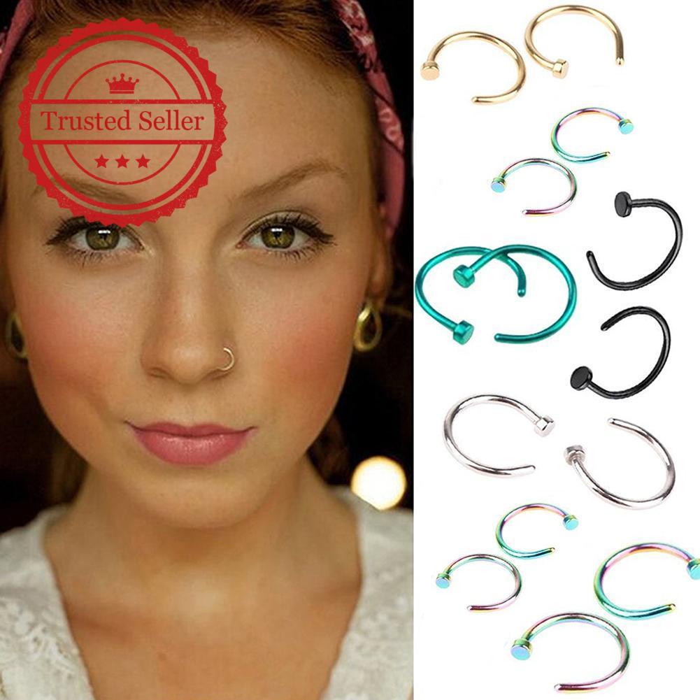 Fake Nose Ring Clip Lip Rings Punk Earring Stylish Steel Titanium Rings