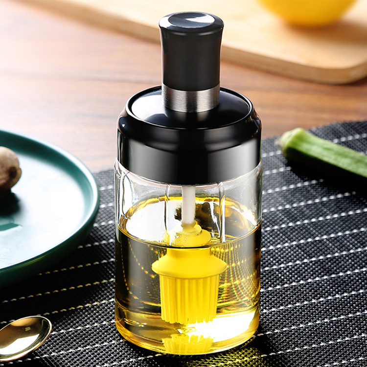 Glass Seasoning Jar Container Oil Honey Dispenser With Brush Sppon Rod Tool 