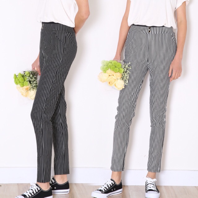 korean striped pants