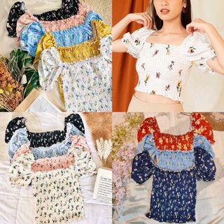 Kily.PH Floral Smocked Puff Sleeves Crop Top Off Shoulder High Quality ...
