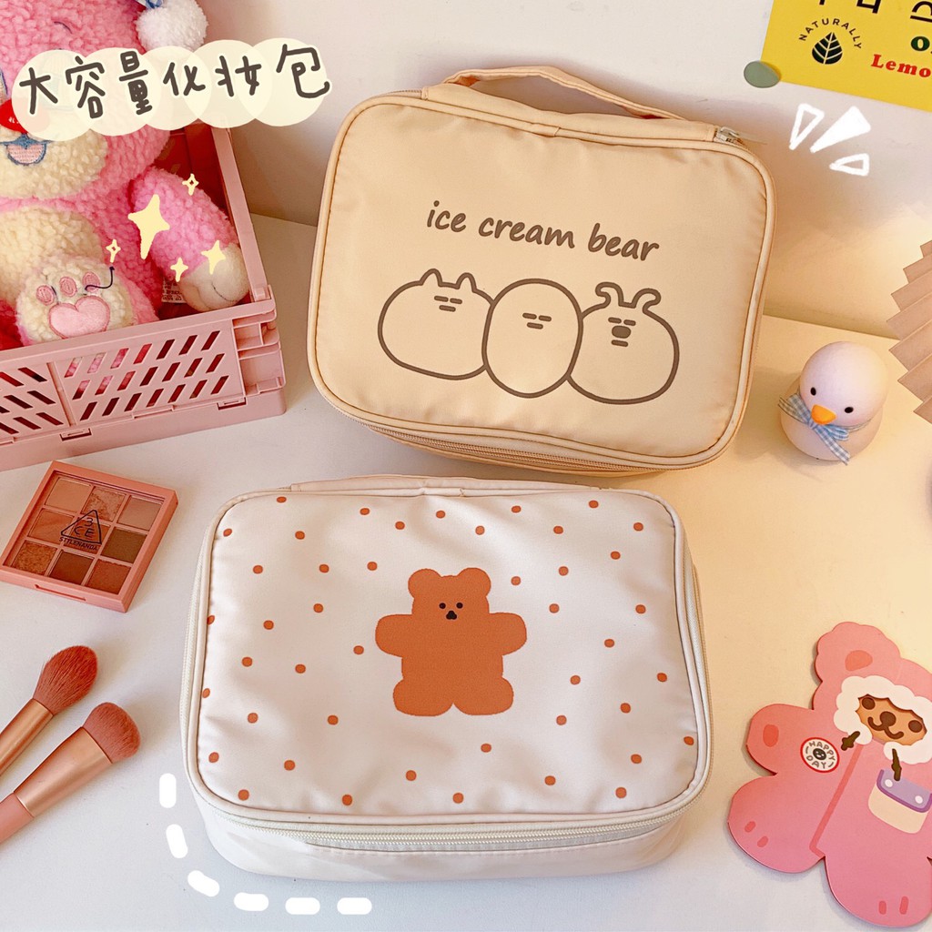 Bentoy (Bentoy) Milkjoy Bear Pattern Cosmetic Bag Waterproof Large ...