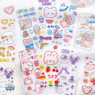 Cute Cartoon Animal Bear Bunny Decorative PET Stickers For Scarpbooking Albums DIY Diary