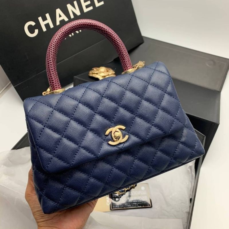 Authentic Chanel Coco Handle Bag Navy | Shopee Philippines