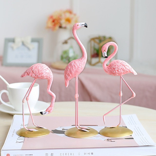 Pink Flamingo Desktop Lovely Figure Decor Gift Girls Sculpture