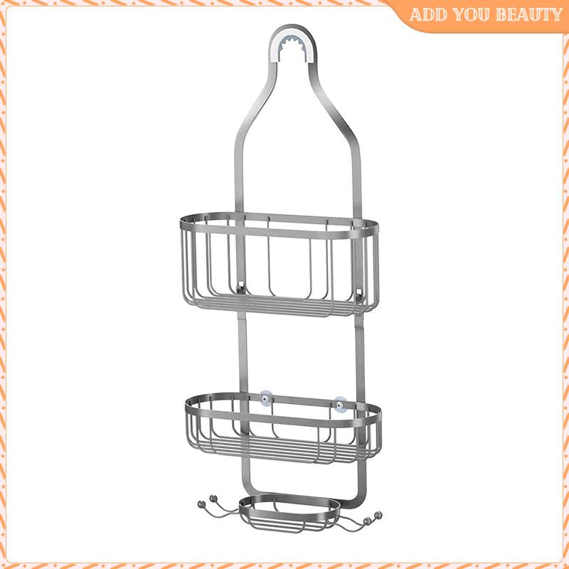 79iK Shower Caddy Basket Shelf with Hooks Caddy Organizer Wall Mounted Rustproof Basket with