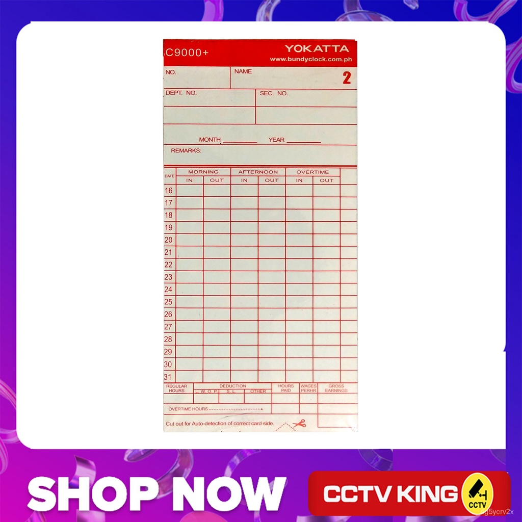 100 Pcs Yokatta C9000+ Standard Time Card Bundy Clock Attendance