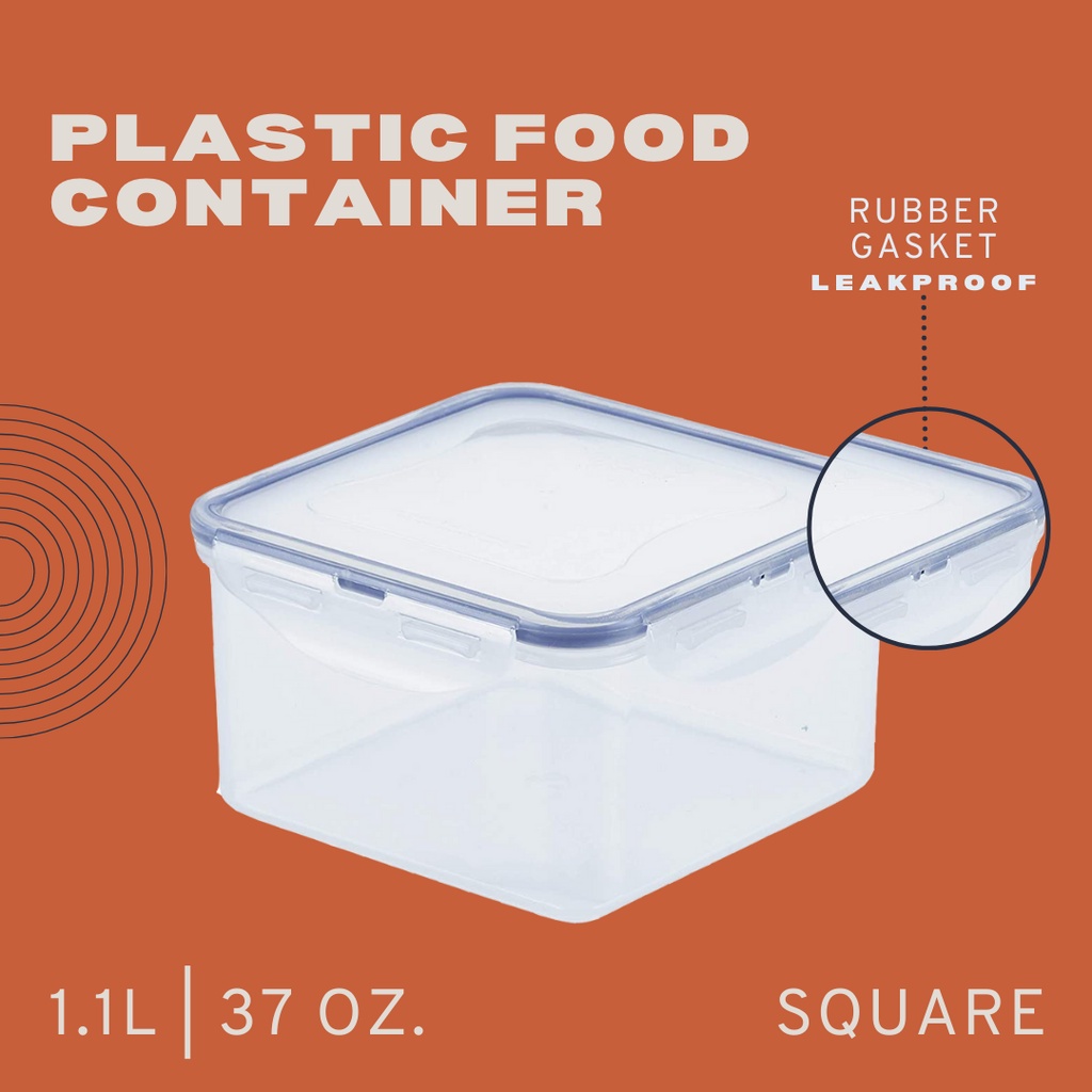 Square Plastic Food Container 1L Sealable Food Storage Lock and Lock