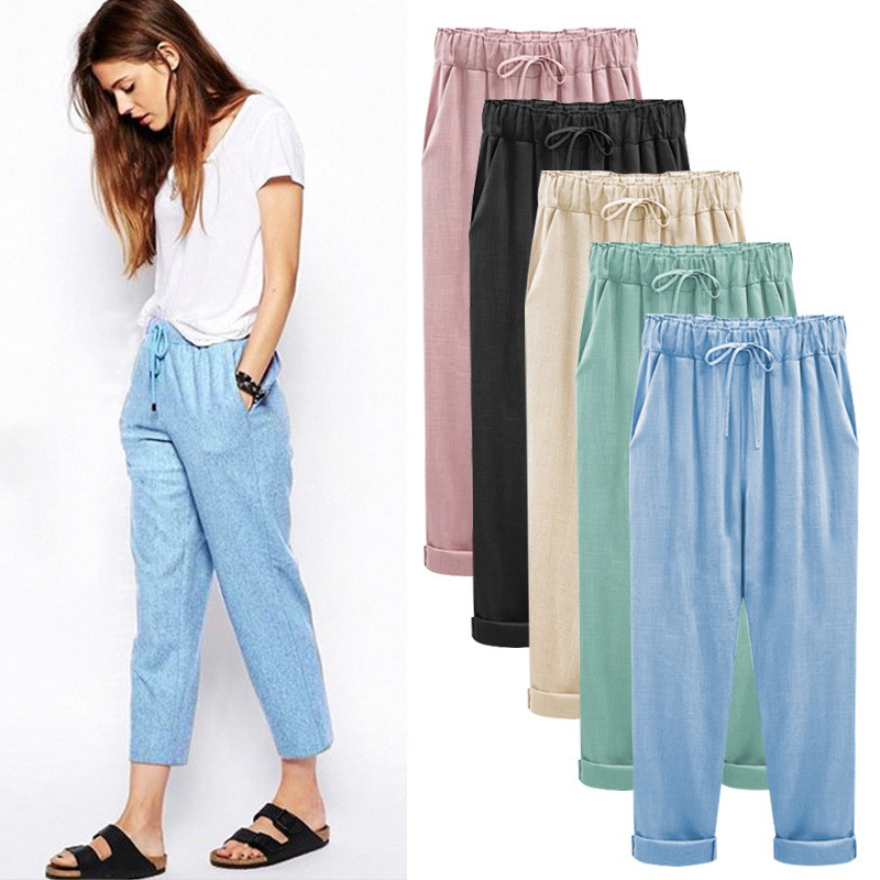 plus size linen harem pants