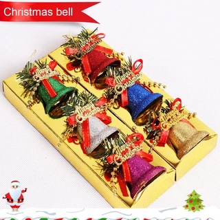 6pcs/set Colorful dusted Plastic Bells Xmas Tree Accessories Christmas ornament for Children Baby Kid Toy Gift