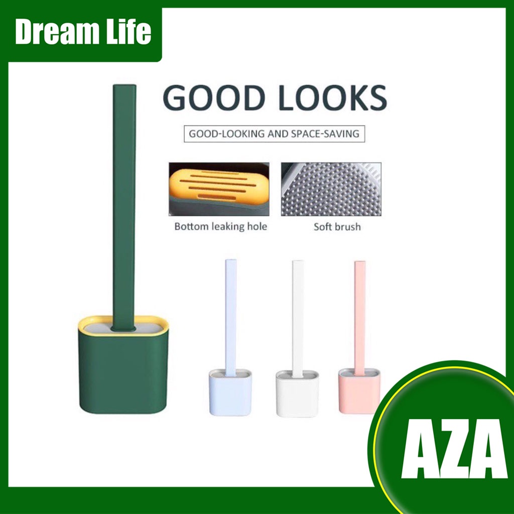【Panda】Silicone Toilet Brush Soft Glue Dead Corner Cleaning Brush Toilet Gap Brush Long Handle