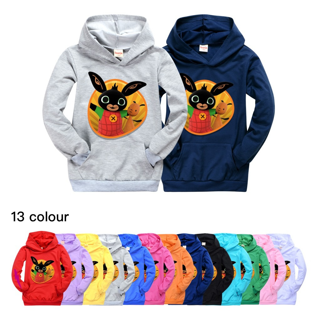 Kids Boys Girls Anime Cartoon Bing Rabbit Printed Long Sleeve Pocket Hoodies Hooded Sweatshirt Casual Top Shopee Philippines