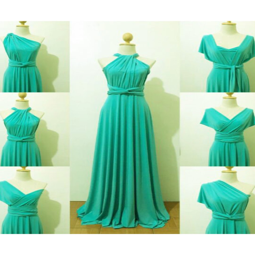 turquoise green gown