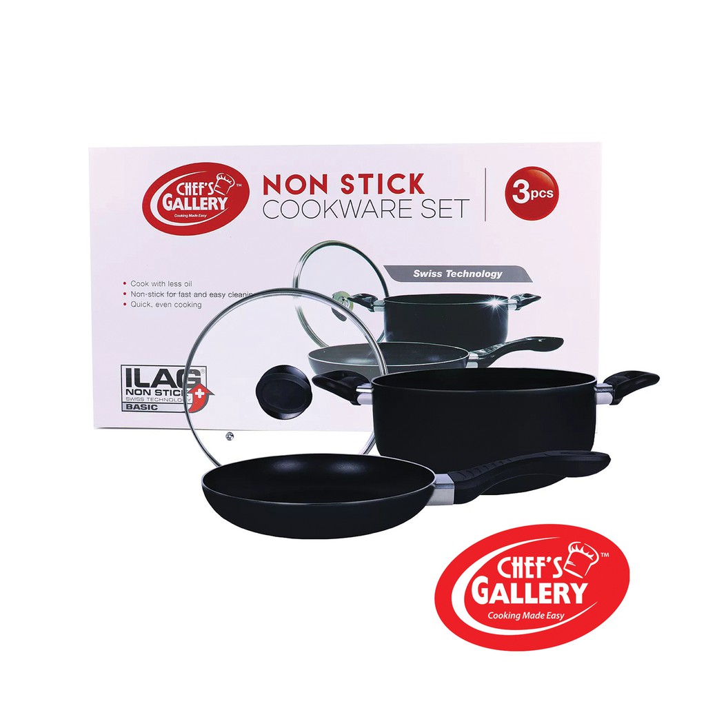 Chef's Gallery ILAG Non-Stick Cookware Set 3pcs | Shopee Philippines