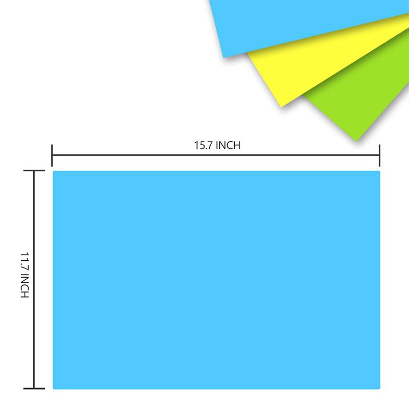 3 Pack A3 Large Silicone Mats for Crafts, 15.7 inch x 11.7 inch Silicone Craft Mat for Resin Casting Mold, Nonstick Nonslip Silicone Sheet, Heat-Resistant Mat, Blue, Yellow, Green