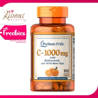 Puritan's Pride Vitamin C-1000 mg with Bioflavonoids & Rose Hips (100 caplets) Made in USA- KANNA