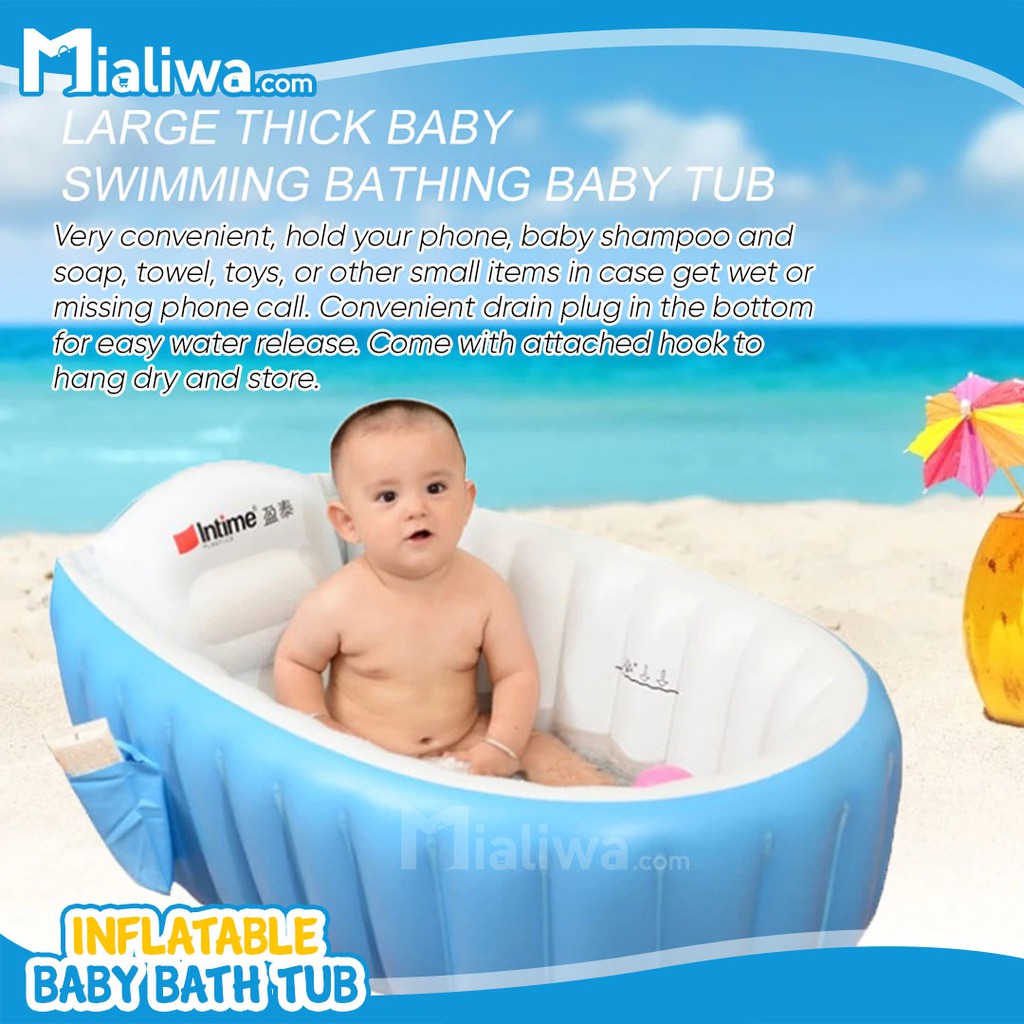 Inflatable Baby Bath Tub Foldable, Hook To Hang Baby Bathtub