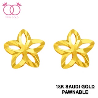 Twin Gold 18k Saudi Gold Pawnable Elegant Star Earrings Design