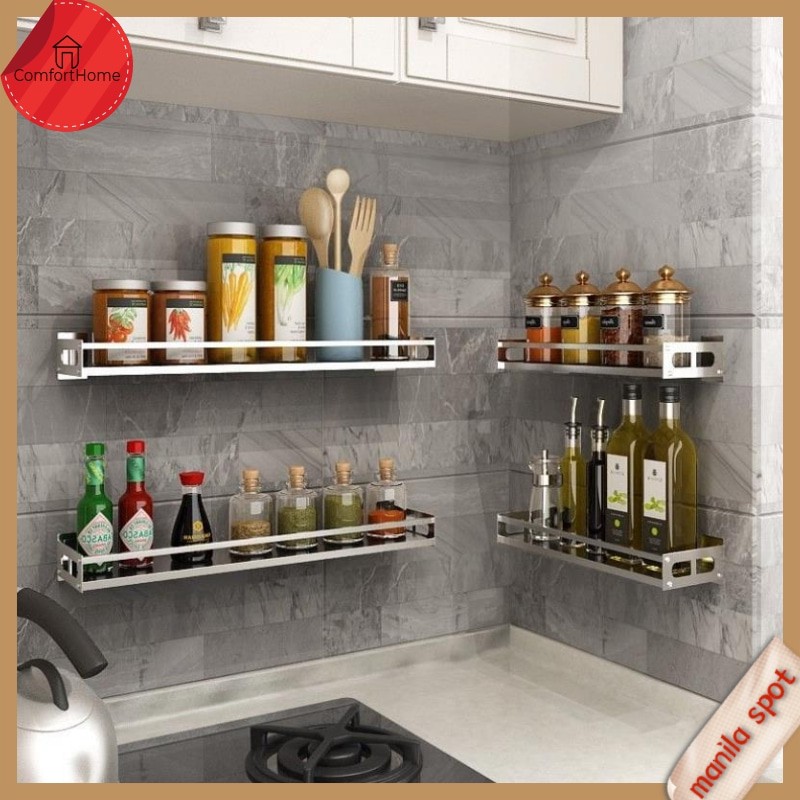 P004 COD Stainless steel wall mounted condiment storage rack stainless