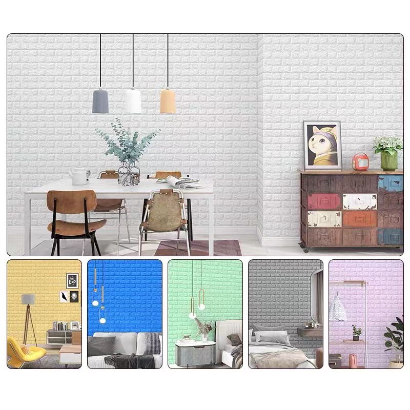 【Ready stock】Sell DIY Self Adhesive 3D Brick Wall Sticker Wallpaper PE Foam Soundproof